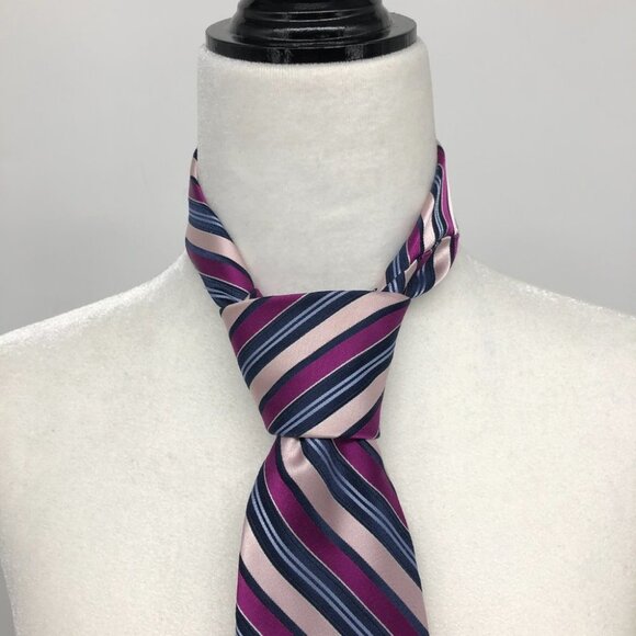 Michael Michael Kors Purple & Pink Multicolor Striped Silk Tie - Picture 2 of 9